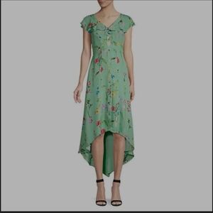 PARKER EUC RAVEN FLORAL GIGI HI LOW BUTTON UP MIDI DRESS